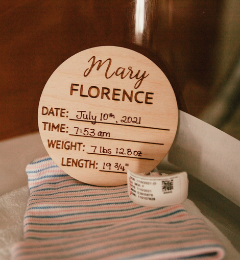 Baby Birth Stats Wood Milestone Card