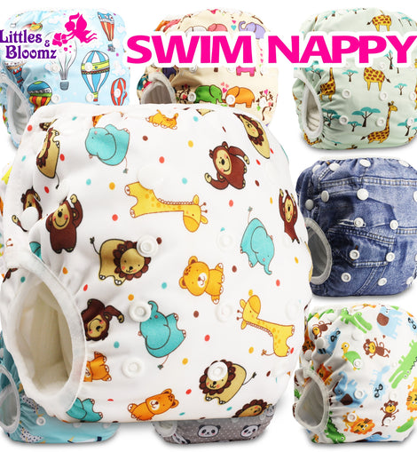 [Littles&Bloomz]  Baby Reusable 1PC Swim Diapers Cartoon Swimwear