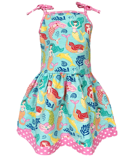 AnnLoren Little Big Girls Mermaid Sea Creatures Dress Cotton Knit