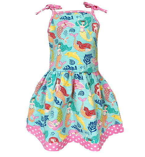 AnnLoren Little Big Girls Mermaid Sea Creatures Dress Cotton Knit