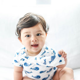 Smart Short Sleeve Bodysuit + Bib - Blue Whale