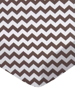 SheetWorld Fitted Crib Sheet Set - 100% Cotton Woven - Brown Chevron