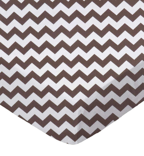 SheetWorld Fitted Crib Sheet Set - 100% Cotton Woven - Brown Chevron