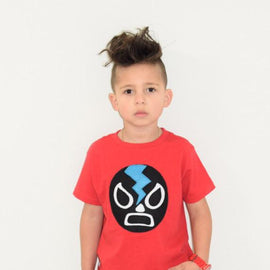 Kids T-shirt - Luchador Negro - Black Mexican Wrestler Kids (Red)